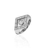 High Jewelry Signet Ring with Colorless Diamonds