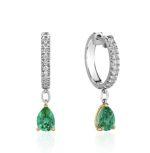 La féminité Earrings with Emeralds and Diamonds