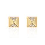 Le Rhombe Yellow Gold Stud Earrings with Diamonds