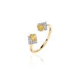 Le Rhombe Yellow and White Gold Ring with Diamonds