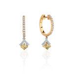 Le Rhombe Yellow and White Gold Earrings with Colorless and Yellow Diamonds