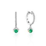 Le Rhombe White Gold Earrings with Colorless Diamonds and Emeralds