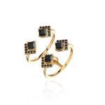 Le Rhombe Gold Ring with Black Sapphires