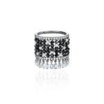 High Jewelry Gold Ring with Coating, Colorless and Black Diamonds