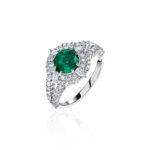 High Jewelry Ring with Ural Emerald and Diamonds