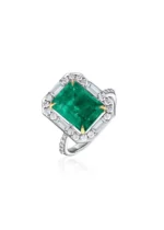 High Jewelry Ring with Zambian Emerald and Diamonds