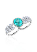 High Jewelry Double Ring with Paraiba Tourmaline