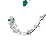 So Posh Snake-Shaped Cuff with Pear-Cut Emerald and Diamonds - Image 2