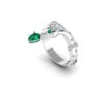 So Posh Snake-Shaped Ring with Emerald and Diamonds - Image 2