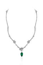 So Posh Necklace with Three Snakes and Chains with Ural Emeralds and Diamonds