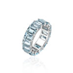 La féminité Band Ring with Octagon-Cut Aquamarines
