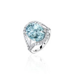 High Jewelry White Gold Ring with Aquamarine and Diamonds