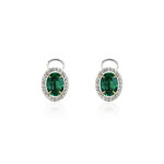 La féminité White Gold Stud Earrings with Zambian Emeralds