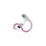 Moi White Gold Ring with Emeralds and Sapphires