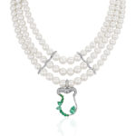 Moi Transformable Necklace with Pearls and Emeralds