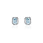 La féminité White Gold Stud Earrings with Aquamarines and Diamonds