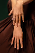 High Jewelry Morganite and Rose-Cut Diamond Ring - Image 3