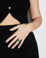 High Jewelry White Gold Ring with Zambian Emerald - Image 2
