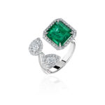 High Jewelry Ring with Zambian Emerald and Diamonds