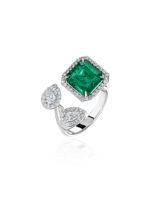 High Jewelry Ring with Zambian Emerald and Diamonds
