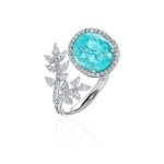 High Jewelry Paraiba Tourmaline Ring with Diamond Branch