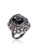 High Jewelry Ring with Spinel, Colorless Sapphires and Diamonds