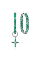Crosses Hoop Earrings and Cross Charm with Emeralds and Diamonds
