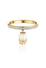 Lis des Vallées Ring with Pearl and Diamonds