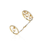 Lis des Vallées Double Ring with Pearl and Diamonds
