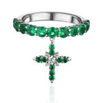 Crosses Ring with Zambian Emeralds and Diamonds