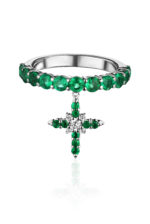 Crosses Ring with Zambian Emeralds and Diamonds