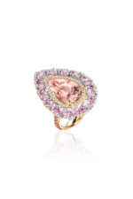 High Jewelry Ring with Morganite, Diamonds, Pink and Yellow Sapphires