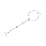 High Jewelry Hand Bracelet with Aquamarines, Colorless Sapphires and Diamonds