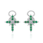 Crosses Cross Earrings with Emeralds and Diamonds