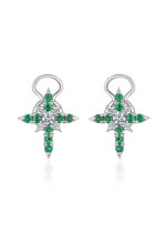 Crosses Cross Earrings with Emeralds and Diamonds