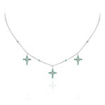 Crosses Necklace with Emerald Crosses and Diamonds