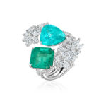 High Jewelry Ring with Paraiba Tourmaline, Emerald and Diamonds