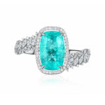 High Jewelry Double Ring with Paraiba Tourmaline and Diamonds