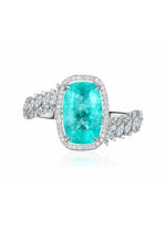 High Jewelry Double Ring with Paraiba Tourmaline and Diamonds