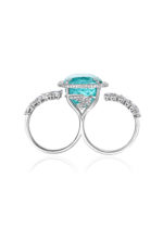 High Jewelry Double Ring with Paraiba Tourmaline and Diamonds - Image 2