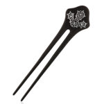 Wooden Hairpin with Silver Lace and Diamonds