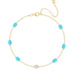 Turquoise and Diamond Anklet