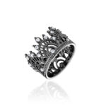 Silver and White Gold Ring with Diamonds and Black Rhodium Plating