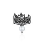 Silver and White Gold Ear Cuff with Diamonds and Black Rhodium Plating