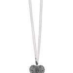 Silver Key Charm with Pearls and Lab-Grown Diamonds