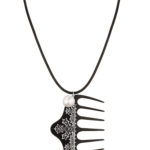 Wooden Comb with Silver Lace, Pearls and Diamonds