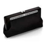 Wood and Silk Clasp Bag with Moonstones and Silver Lace