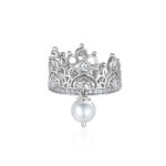 Silver and White Gold Ear Cuff with Pearls and Diamonds